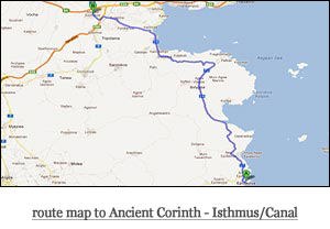 route map to Ancient Corinth - Isthmus/Canal
