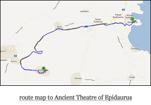 route map to Ancient Theatre of Epidaurus